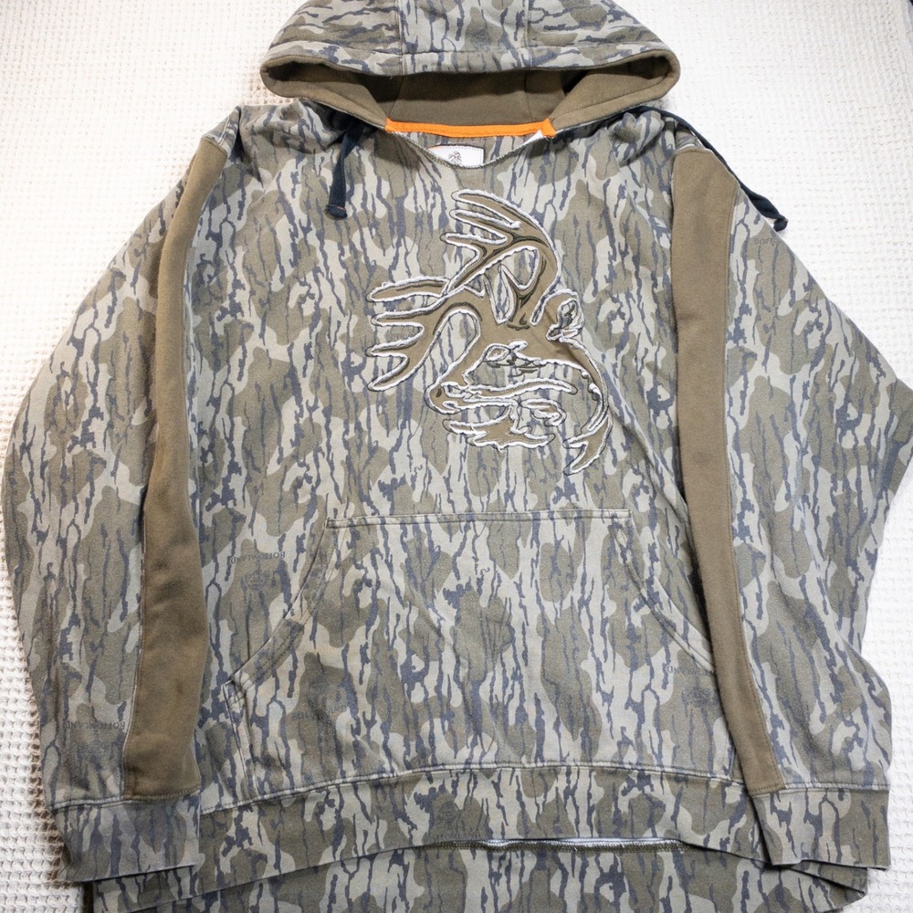 Legendary Whitetails Mossy Oak Bottomland Camo Hoodie Mens 3XL Embroidered Buck